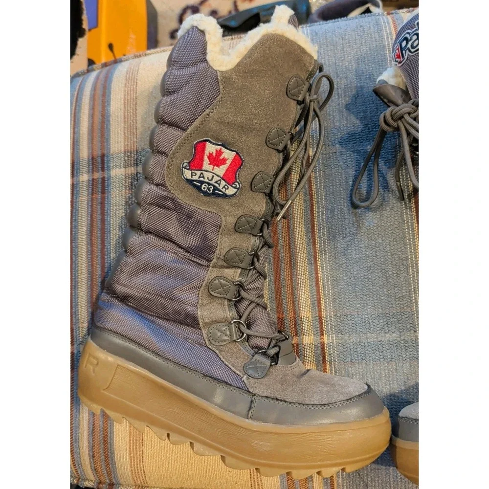 Pajar GREENLAND Tall Insulated Waterproof Boot Womens US 8-8.5 Gray Winter Boots